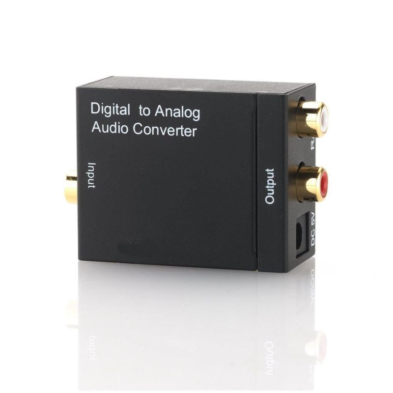 Conversor de áudio digital Toslink S PDIF para 2xRCA em analógico