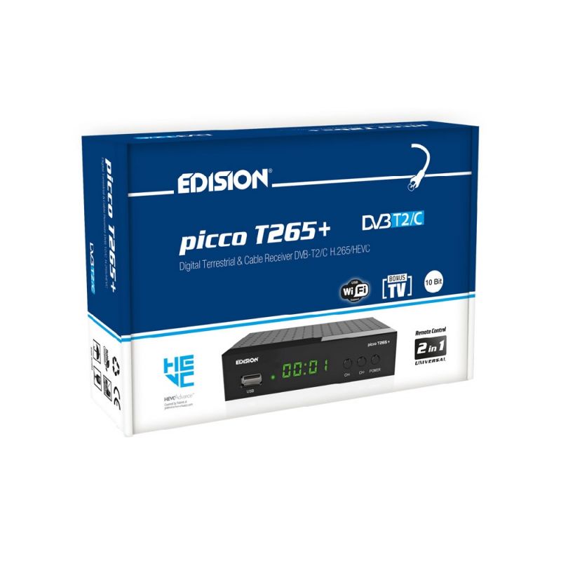 Edision Picco T265 Receptor Digital Terrestre E A Cabo FullHD DVB T2 C