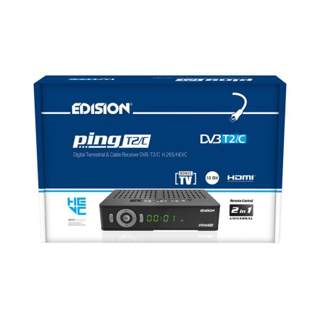 Edision Ping T2 C Receptor Digital Terrestre Y Por Cable FullHD DVB T2