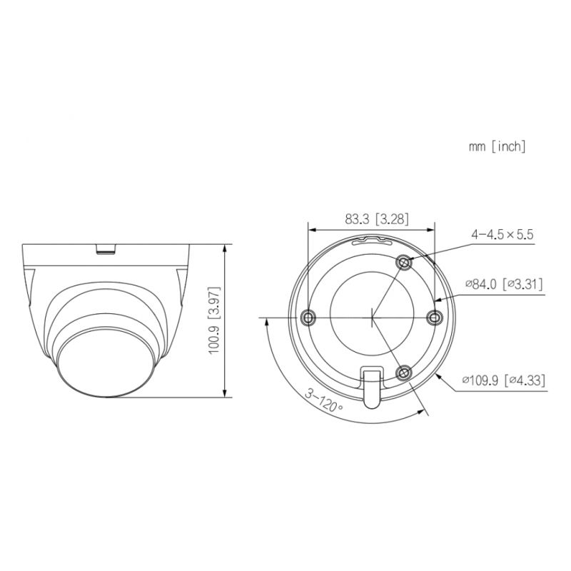 Dahua HAC ME1800TQ PV 0280B Dome HDCVI 4IN1 4K DWDR IR60m 2 8mm