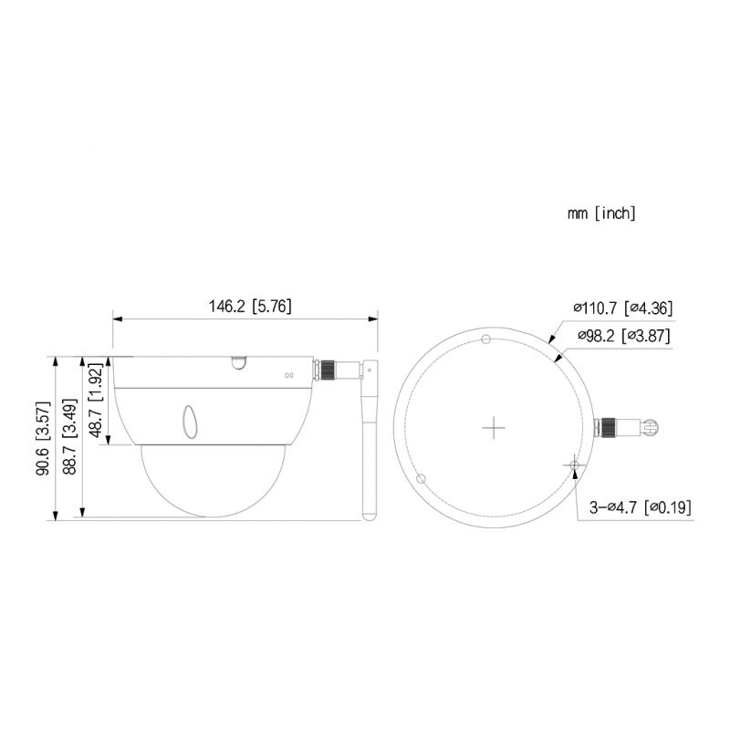 Dahua IPC HDBW1430DE SW Domo IP H265 4M DN DWDR IR30m 2 8mm IK10