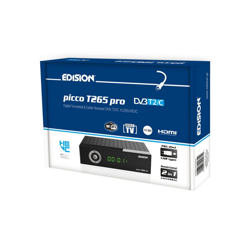 Edision Picco T265 Pro Receptor Digital Terrestre Y Por Cable FullHD