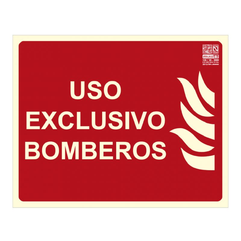 Implaser EX218N Señal uso exclusivo bomberos 25x20cm