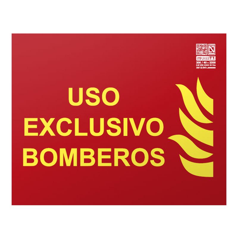 Implaser EX218L Señal uso exclusivo bomberos Clase A 25x20cm