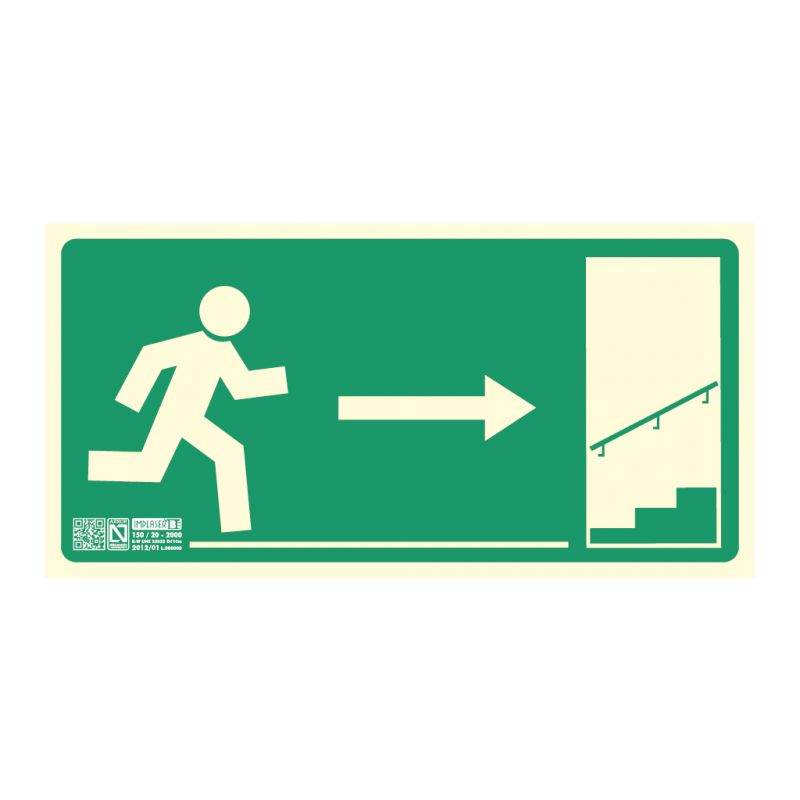 Implaser EV261N Stair climb exit sign right 32x16cm