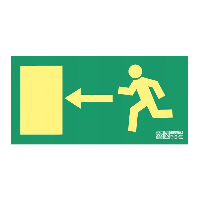 Implaser EV256L Left exit sign Class A 32x16cm