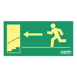 Implaser EV259L Left Stairway Down Exit Sign Class A 32x16cm