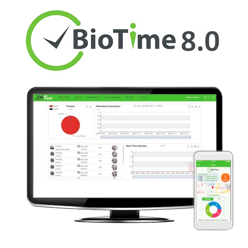 Zkteco ZK-BIOTIME8-10 - Licencia software Control de Presencia y Accesos,…