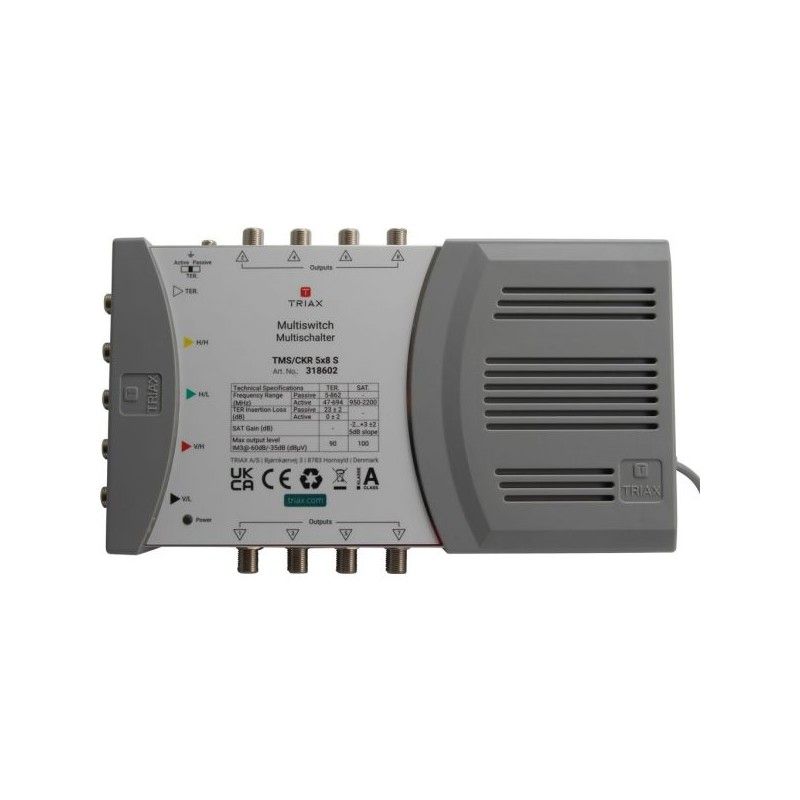 Triax TMS/CKR 5x8 S Multiswitch Standalone para 1 posición Satélite con 5 entradas y 8 salidas