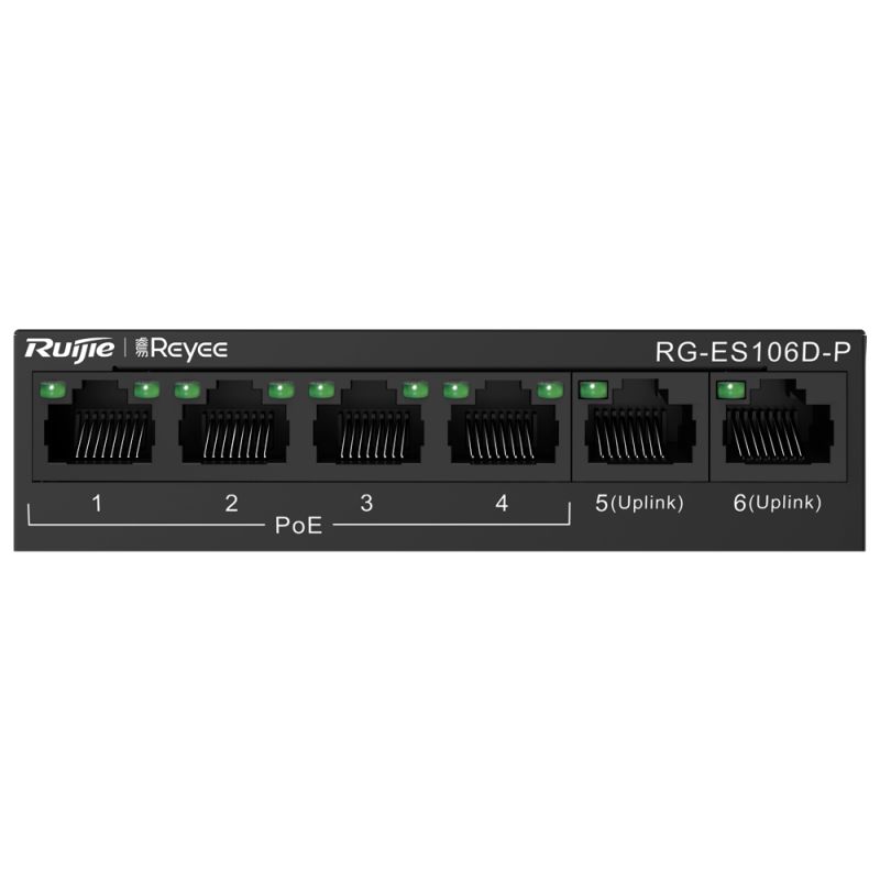 Reyee RG-ES106D-P - Reyee Switch PoE Sobremesa, Carcasa Metal, 6 puertos…