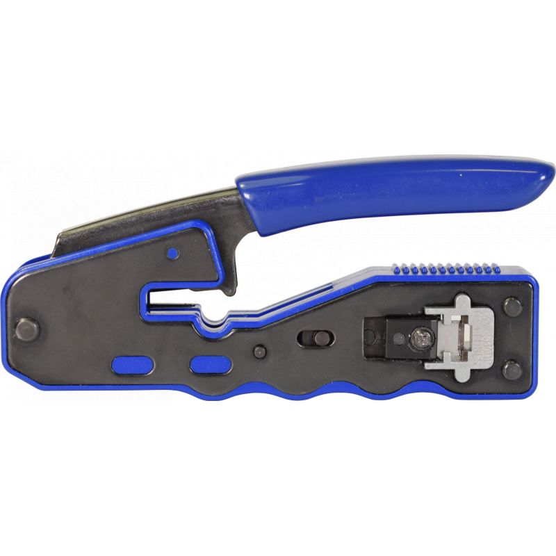 Automatic cutting crimper for through and non-through RJ45 male ...