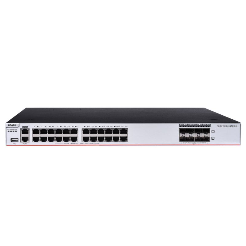 RG-S5760C-24GT8XS-X - Ruijie Switch Cloud gerenciável L3, 24 portas RJ45 +…