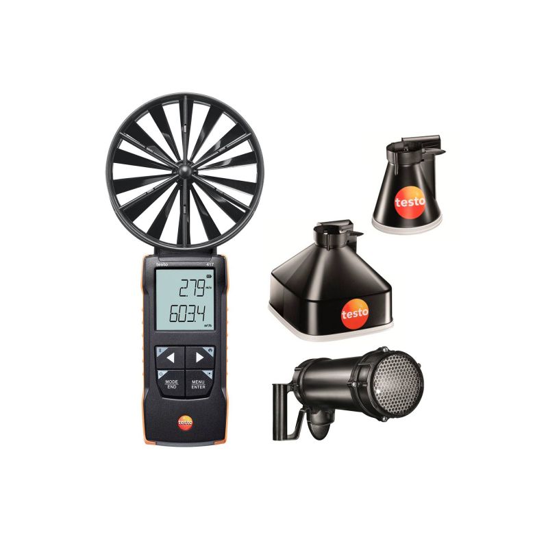 Testo 0563 2417 kit 2 Vane anemometer with measuring funnels and flow straightener