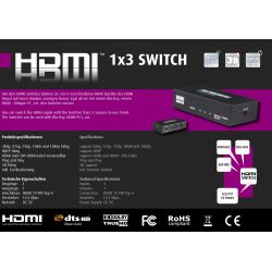 Switch HDMI 3x1 con mando a distancia (3 entradas 1 salida) 