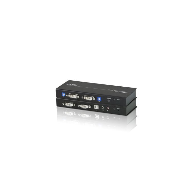 ATEN CE604-AT-G El CE604 es un extensor KVM para dispositivos de entrada USB y dos pantallas DVI…