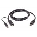 ATEN 2L-7D02HDP The ATEN 2L-7D02HDP 1.8m HDMI to True 4K DisplayPort Cable is designed to connect…