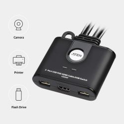 ATEN CS22HF-AT Switch KVM USB FHD HDMI de 2 portas ATEN em formato de cabo