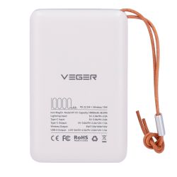 Veger VG-W1151-W - VEGER, Batería externa, Capacidad 10000 mAh, Voltaje…