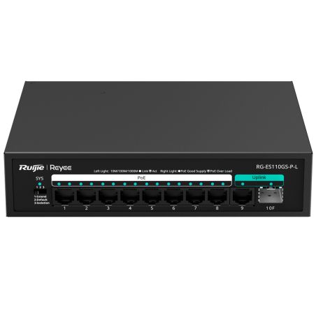 Reyee RG-ES110GS-P-L - Reyee Switch PoE Sobremesa, 8 Puertos RJ45 + 1 Uplink…