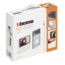 Bticino 364612. Single or two-family hands-free kit with CLASSE 100V16E monitor and LINEA 3000 monobloc push-button…