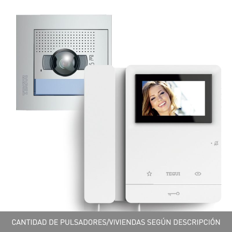 Tegui 378112. Kit de videoportero 2 hilos para vivienda bifamiliar, con dos monitores SERIE 8 con auricular y…