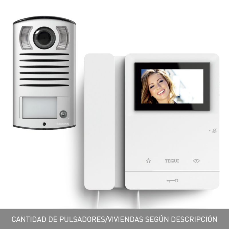 Tegui 378122. Kit de videoportero 2 hilos para vivienda bifamiliar con dos monitores SERIE 8 con auricular y…