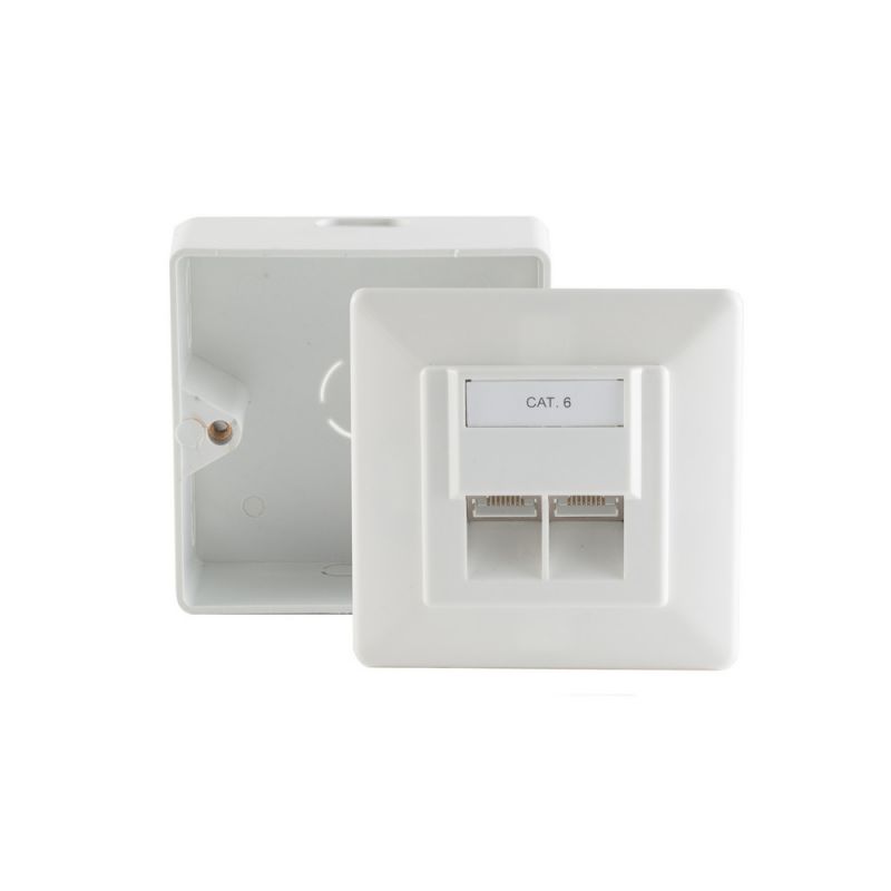 Wall socket AP/UP RJ45 2 way Cat6 shielded