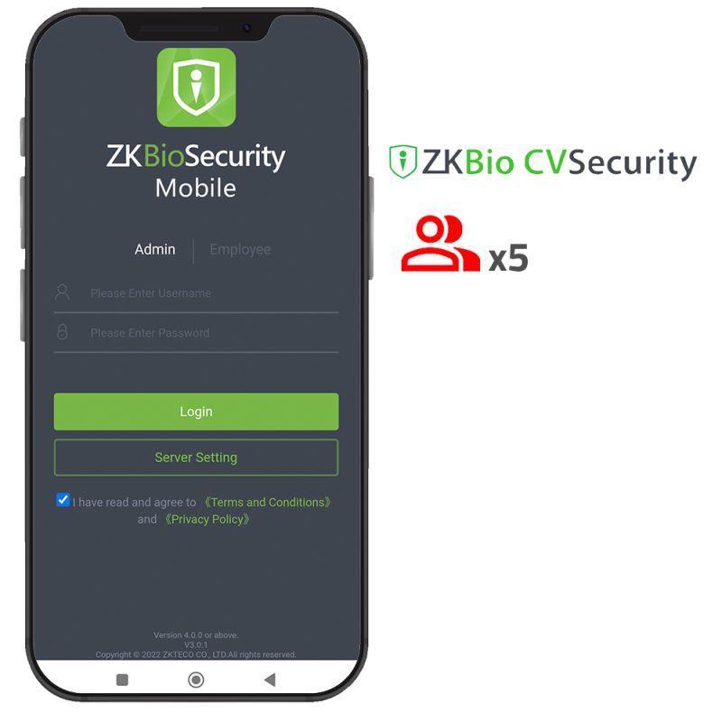 Zkteco ZK-SOF-BIOCV-MBAPP-5ACC - Licencia APP de ZKBio CVSecurity, Capacidad 5…