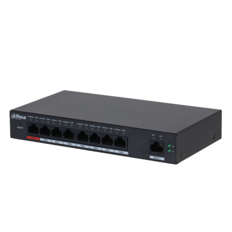 Dahua S4100-8GT1GT-96-C Switch PoE 2.0 8 portas Gigabit + 1RJ45…