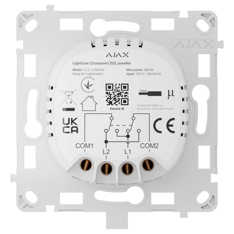 Ajax AJ-LIGHTCORE-CROSS - Relé para interruptor de luz de cruce, Inalámbrico…