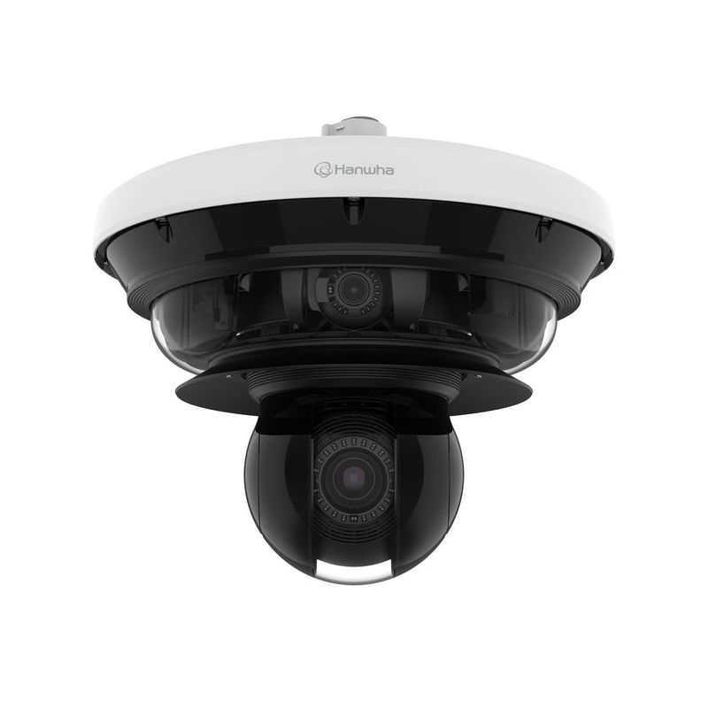 Wisenet PNM-C34404RQPZ HANWHA VISION. Câmera IP multidirecional 8MPx + PTZ 2Mpx zoom x40, 4 motores ópticos 3,3-5,7mm