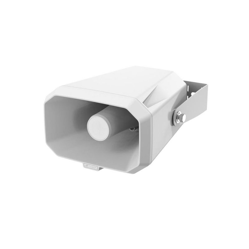 Wisenet SPA-H100W HANWHA VISION. Haut-parleur IP, 124 dB, plage de fréquences (-10 dB) : 650 Hz ~ 5,3 kHz, MP3, WAV, IP66, PoE+