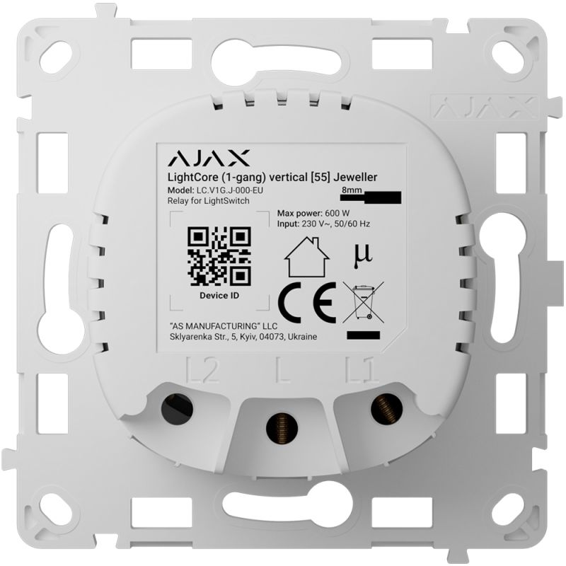 Ajax AJ-LIGHTCORE-1G-VERT - Relé interruptor inteligente simple vertical,…