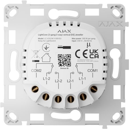 Ajax AJ-LIGHTCORE-2G2W-VERT - Relé interruptor inteligente doble y conmutable,…