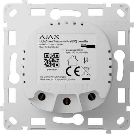 Ajax AJ-LIGHTCORE-2W-VERT - Relé para interruptor de luz conmutable vertical,…