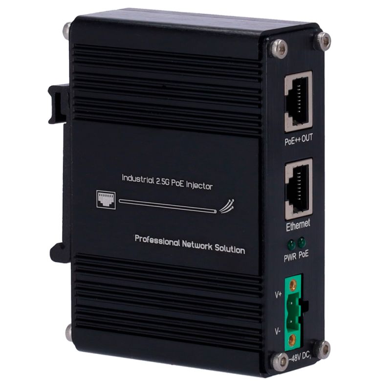 INJ-IPOE-60W-2.5G-DC - Inyector Hi-PoE Industrial, Entrada RJ45…