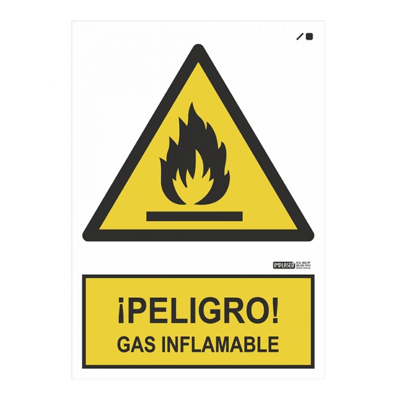 Implaser AD22-A4 Señal ¡PELIGRO! Gas inflamable 29,7x21cm