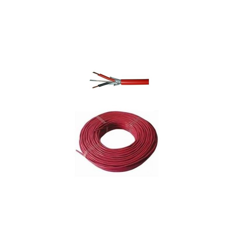 Bysecur BSC03218 100m spool of 2-wire fire cable. 2 x 1.5 mm² braided. Shielded. Red colour. Halogen free.