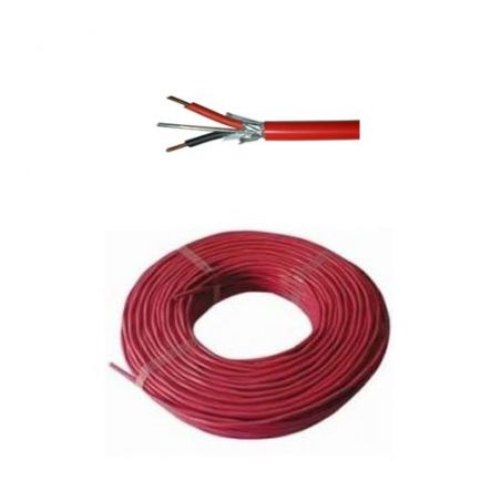 Bysecur BSC03218 Bobina 100m Cable Incendio 2 hilos. 2 x 1,5 mm² trenzado. Apantallado Color rojo. Libre Halógenos