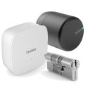 Tedee PRO+BOMBILLO+BRIDGE Serrure intelligente Tedee PRO noire + double cylindre d'embrayage Gerda + pont Wi-Fi