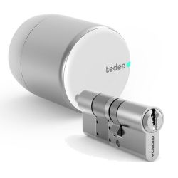 Tedee PRO+BOMBILLO Cerradura inteligente Tedee PRO para acceso sin llave Plata + Cilindro Bombillo Gerda de Doble…