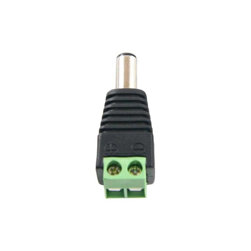 Bysecur BSC00942 Conector DC macho estándar con salida +/- de 2 terminales para alimentación