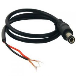 Bysecur BSC00138 Conector de alimentação macho padrão com cabo vermelho preto paralelo de 10 centímetros