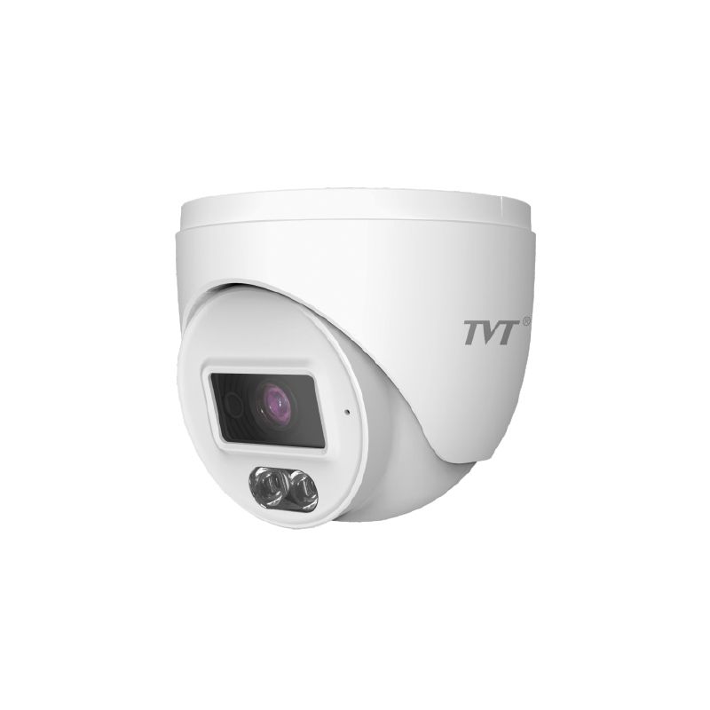 Tvt TD-9520S4L-C(D/PE/AW1) 2MP Dome IP Camera IP67 Dual Lighting White Light IR 20m Microphone. PVC