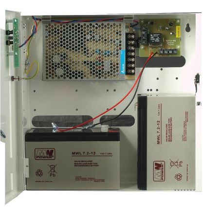 Bysecur BSC02980 Fuente de alimentación 24V - 4A con caja y espacio para 2 baterías de respaldo de 7Ah (no incluidas)