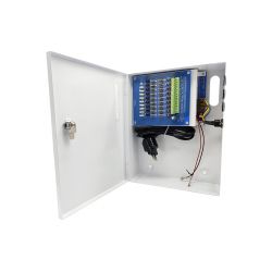 Folksafe KAS-DC121820B Fonte de Alimentação CCTV 13,8V 20A 18 Saídas Conexão Bateria 7-20Ah (não inclusa) Folksafe