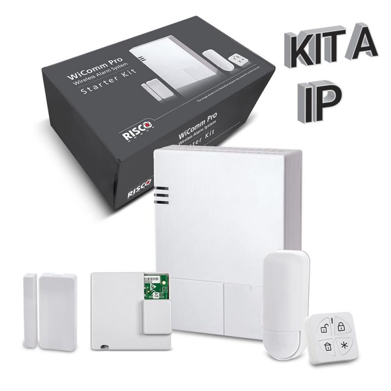 Risco KIT_WICOMM_A_IP Kit "A" IP WiComm Pro Risco. Centrale+Module IP+Commande+PIR+Contact