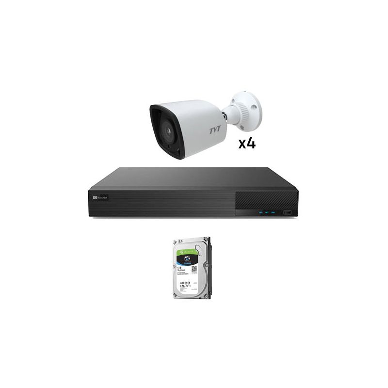 Tvt KIT_TVT_1080_3 Kit CCTV 4 cámaras Bullet Preconfigurado TVT 1080p