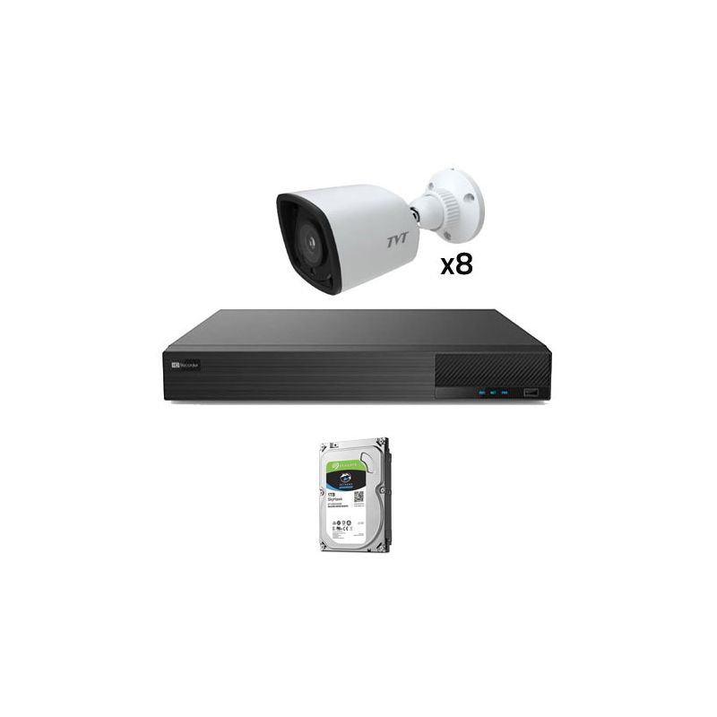 Tvt KIT_TVT_1080_4 Kit CCTV 8 cámaras Bullet Preconfigurado TVT 1080p