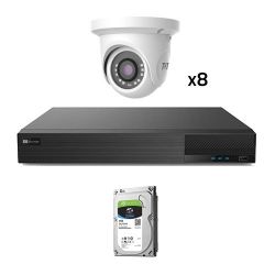 Tvt KIT_TVT_1080_2 CCTV Kit 8 Preconfigured Dome Cameras TVT 1080p